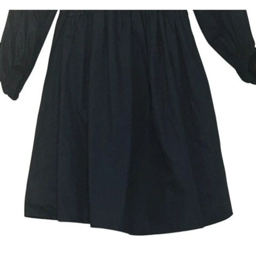 Zara Basic Black Mini Dress Sz S Smocked‎ Off-the-Shoulder Cotton Ruffle Goth